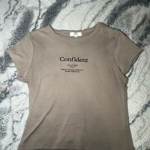 Confident Graphic Short Sleeve Tee - Taupe
